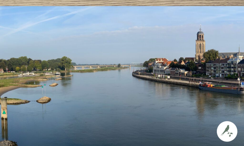 Panorama van Deventer aan de IJssel met uitzicht op zwemplekken.